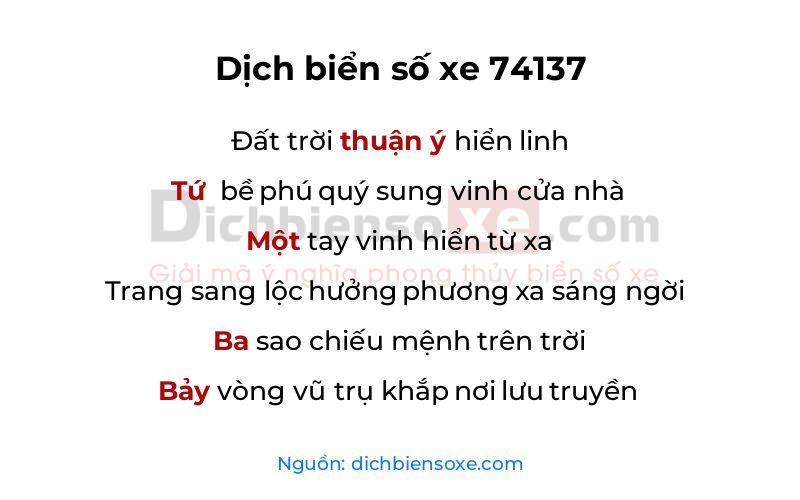 Dịch thơ biển số 74137