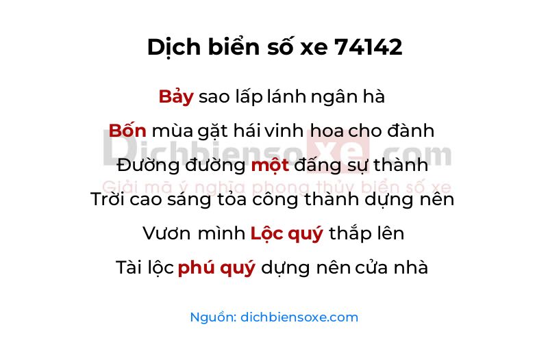 Dịch thơ biển số 74142