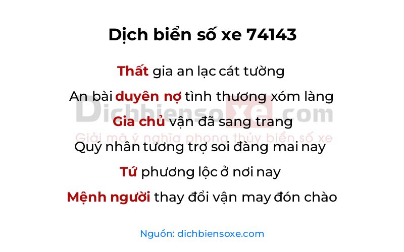 Dịch thơ biển số 74143