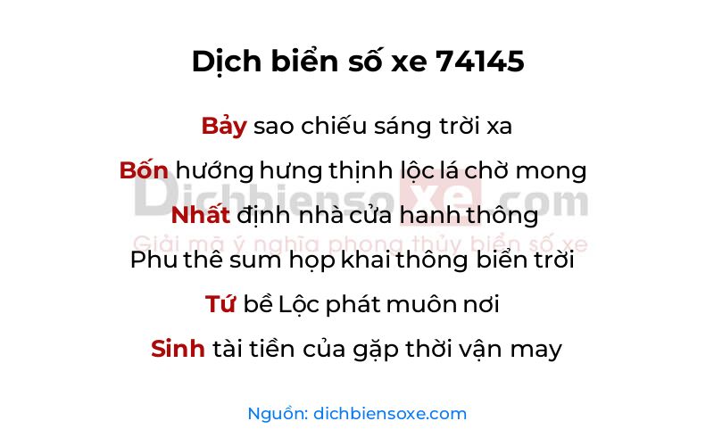 Dịch thơ biển số 74145