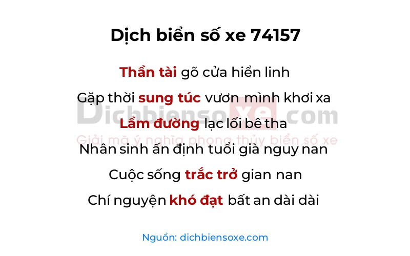 Dịch thơ biển số 74157