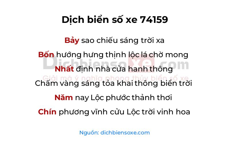 Dịch thơ biển số 74159