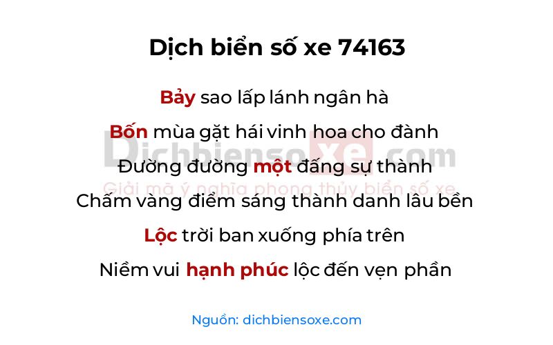 Dịch thơ biển số 74163