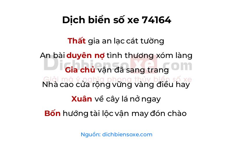 Dịch thơ biển số 74164