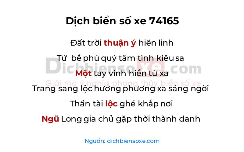 Dịch thơ biển số 74165