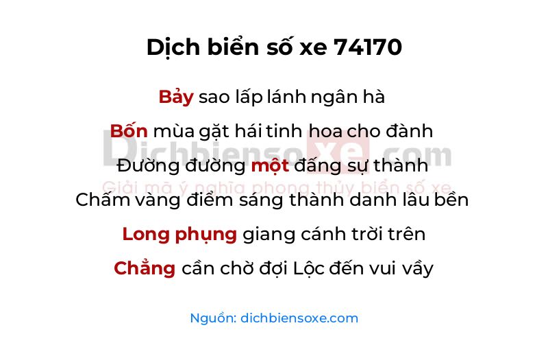 Dịch thơ biển số 74170
