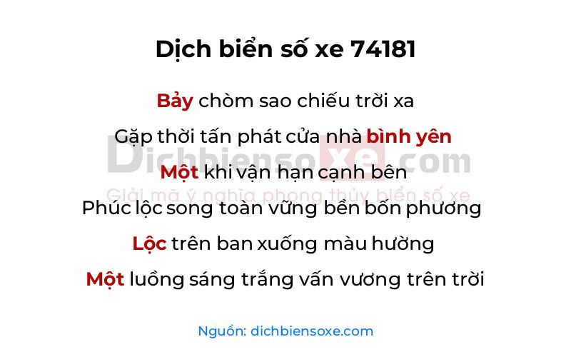 Dịch thơ biển số 74181
