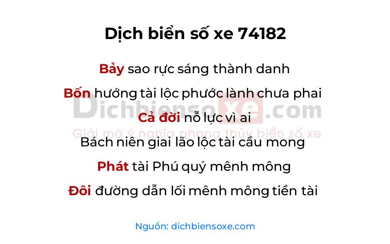 Dịch thơ biển số 74182