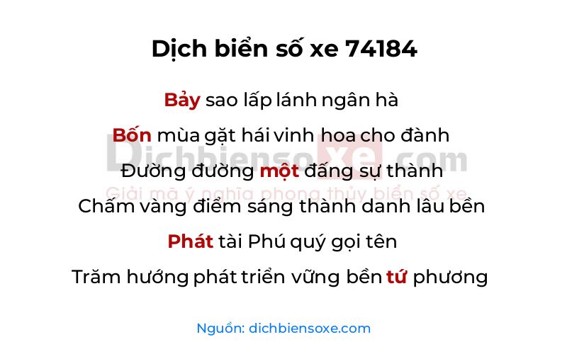 Dịch thơ biển số 74184