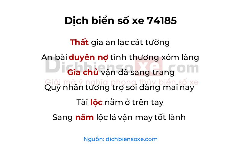 Dịch thơ biển số 74185