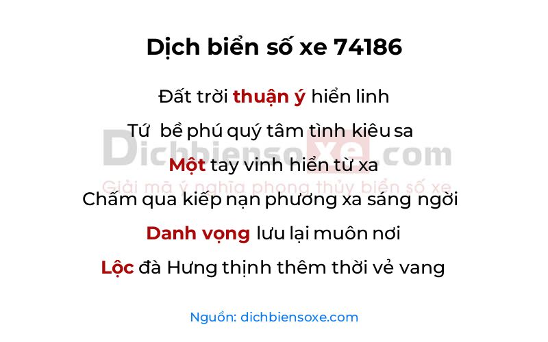 Dịch thơ biển số 74186