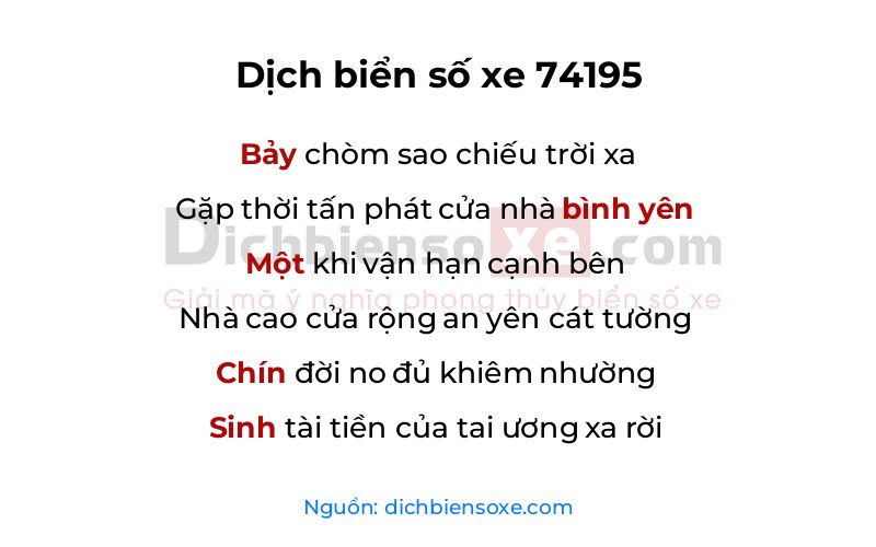 Dịch thơ biển số 74195