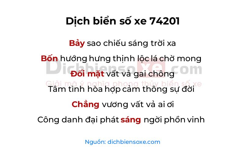 Dịch thơ biển số 74201