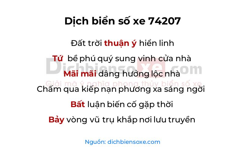 Dịch thơ biển số 74207
