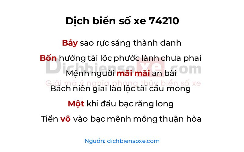 Dịch thơ biển số 74210