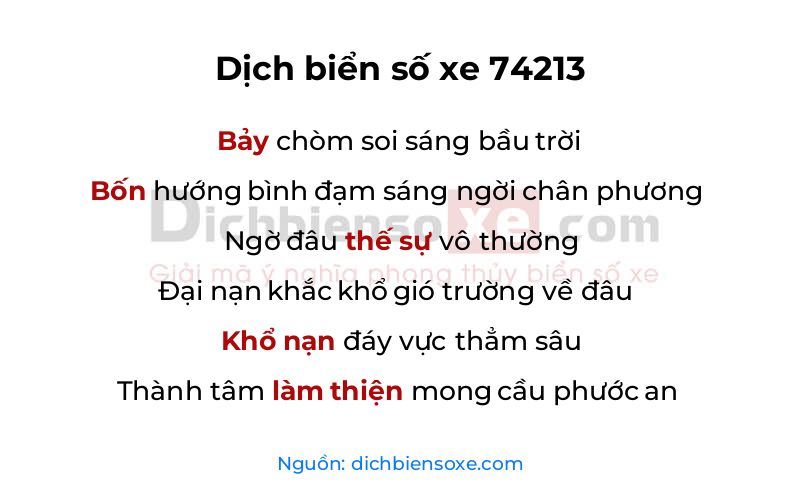 Dịch thơ biển số 74213