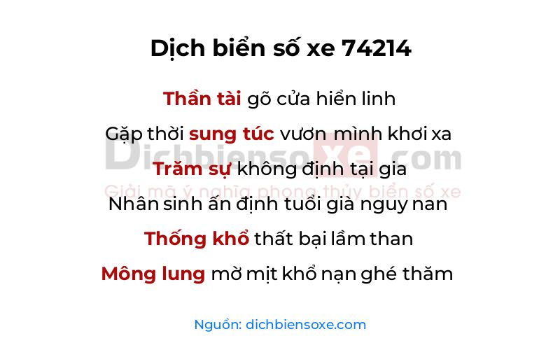 Dịch thơ biển số 74214