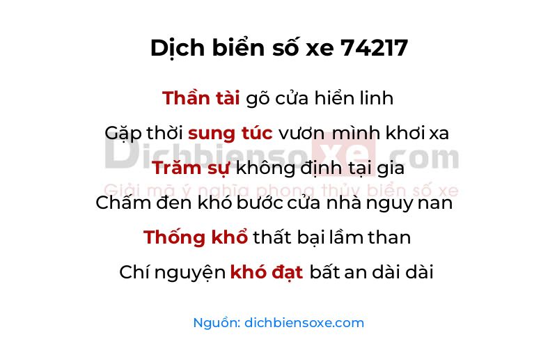 Dịch thơ biển số 74217
