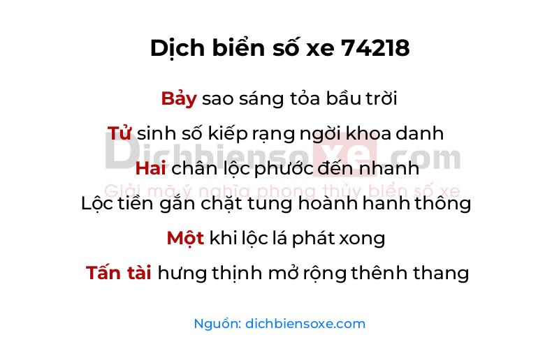 Dịch thơ biển số 74218