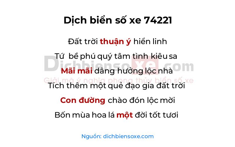 Dịch thơ biển số 74221