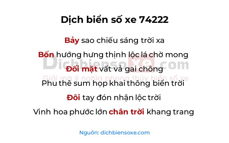 Dịch thơ biển số 74222
