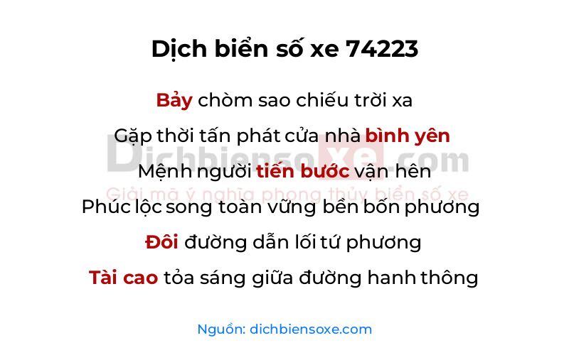 Dịch thơ biển số 74223