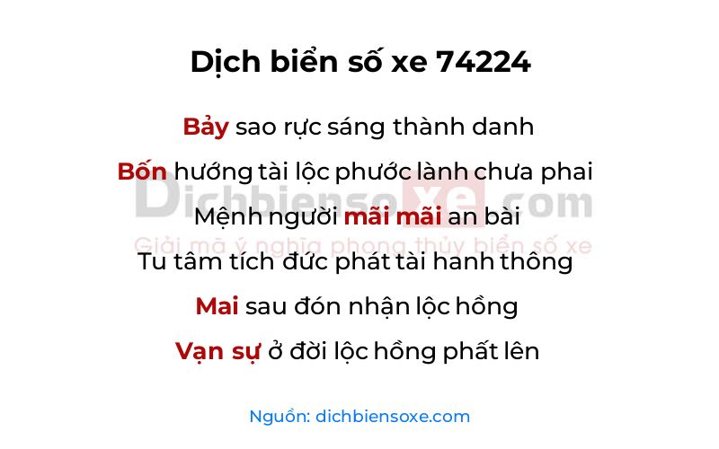 Dịch thơ biển số 74224