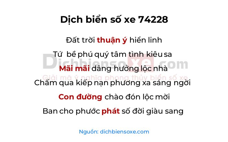Dịch thơ biển số 74228