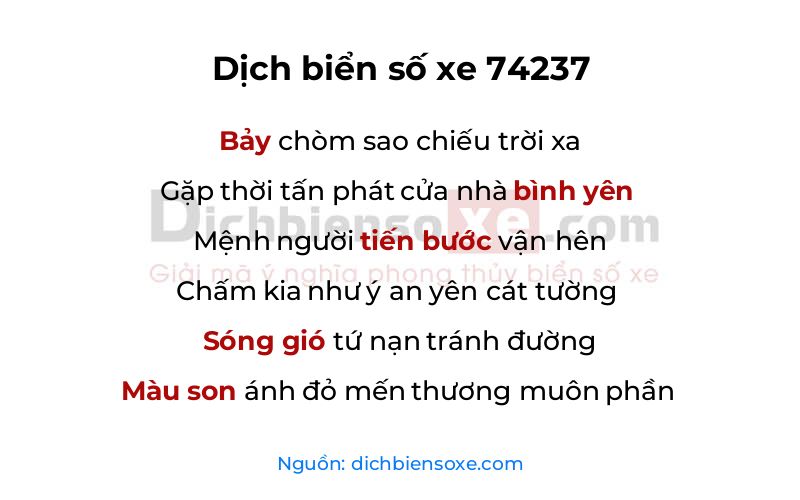 Dịch thơ biển số 74237