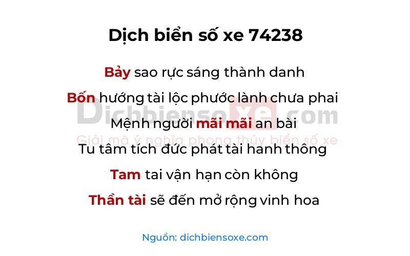 Dịch thơ biển số 74238