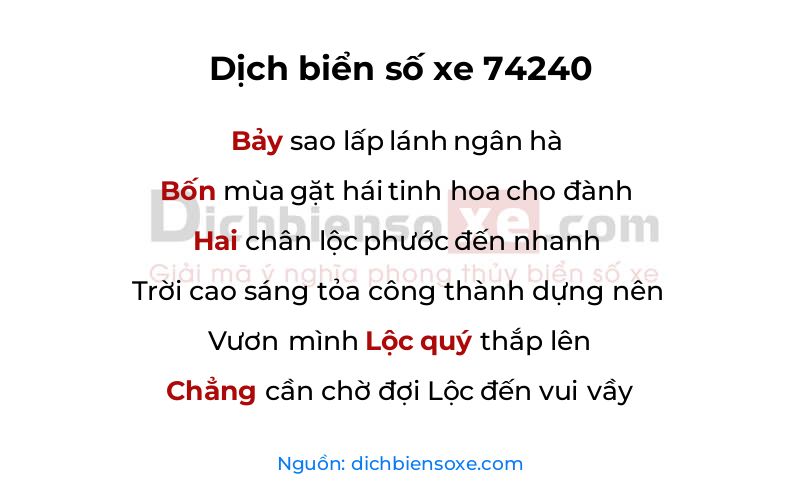 Dịch thơ biển số 74240