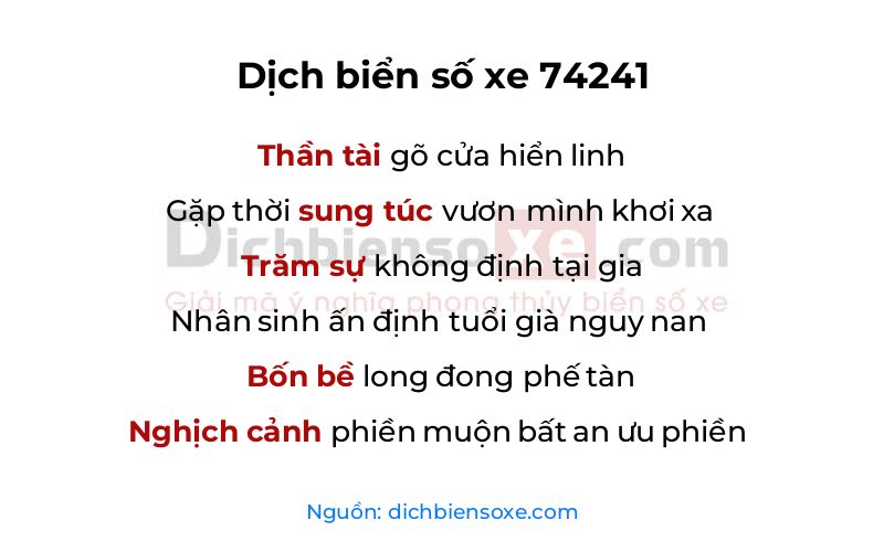 Dịch thơ biển số 74241