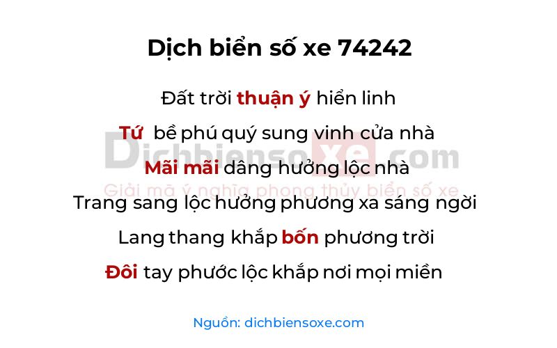Dịch thơ biển số 74242