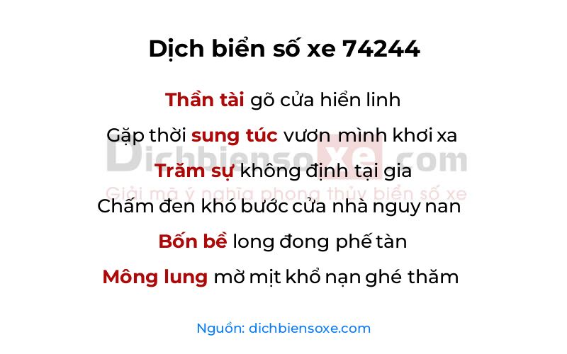 Dịch thơ biển số 74244