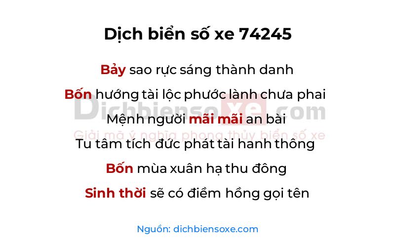 Dịch thơ biển số 74245
