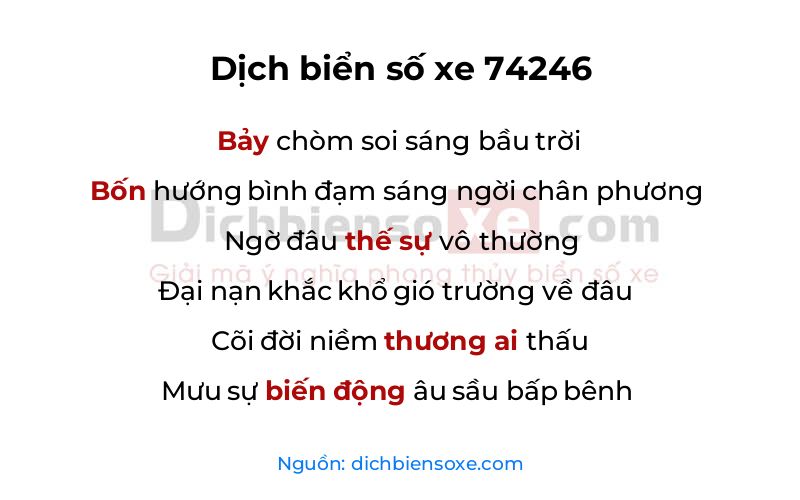 Dịch thơ biển số 74246