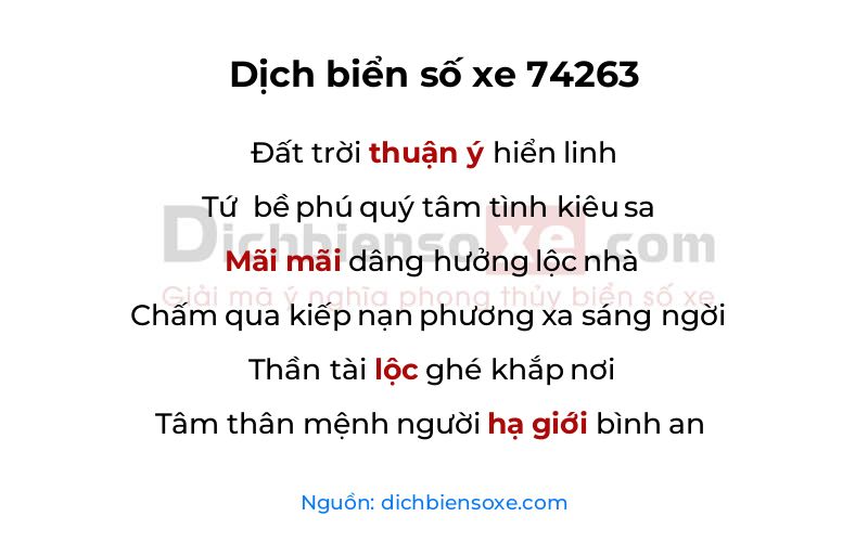 Dịch thơ biển số 74263