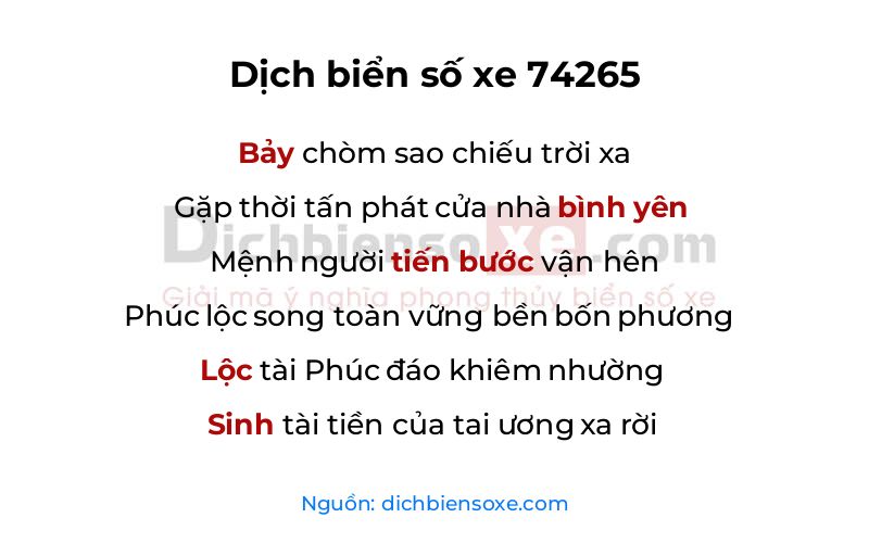 Dịch thơ biển số 74265