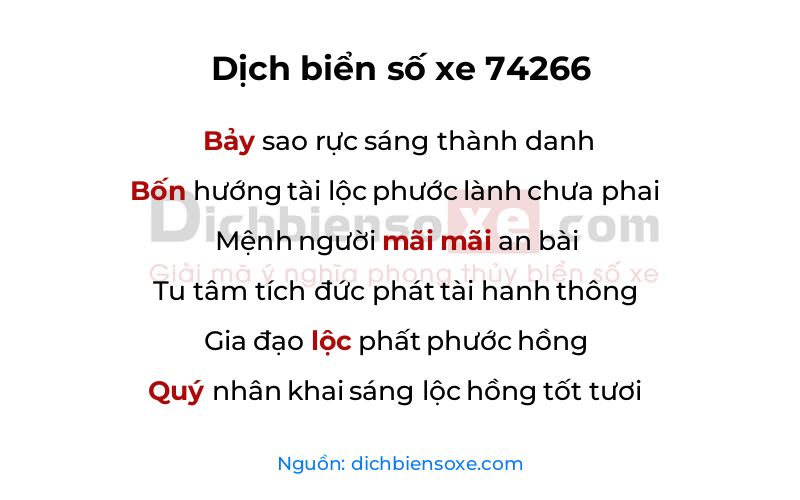Dịch thơ biển số 74266