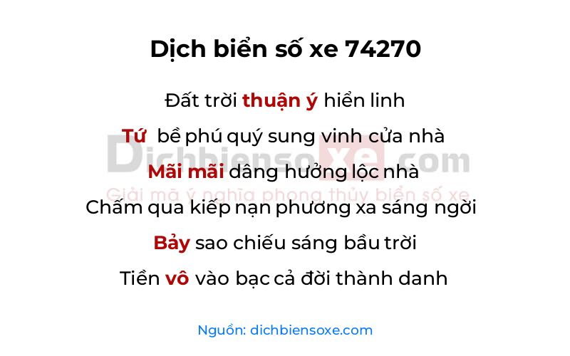 Dịch thơ biển số 74270