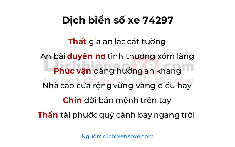 Dịch thơ biển số 74297