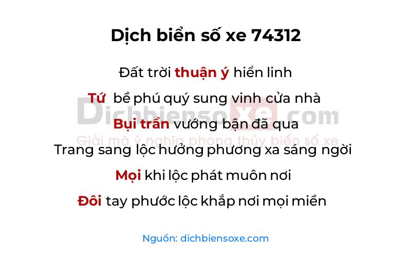 Dịch thơ biển số 74312