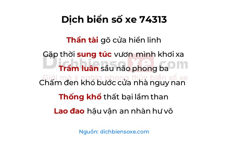 Dịch thơ biển số 74313