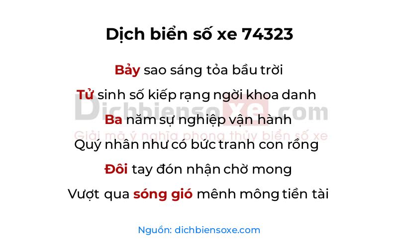 Dịch thơ biển số 74323