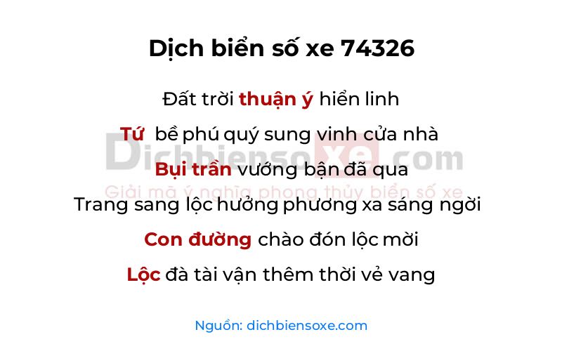 Dịch thơ biển số 74326