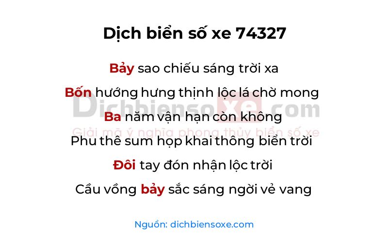 Dịch thơ biển số 74327