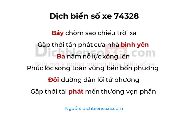 Dịch thơ biển số 74328