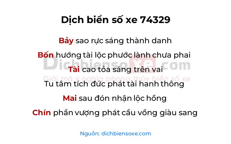 Dịch thơ biển số 74329
