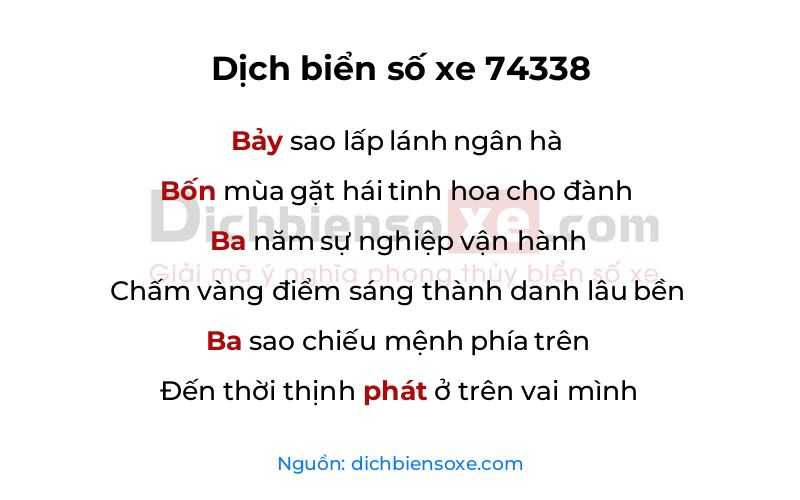 Dịch thơ biển số 74338