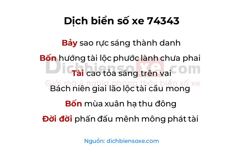 Dịch thơ biển số 74343
